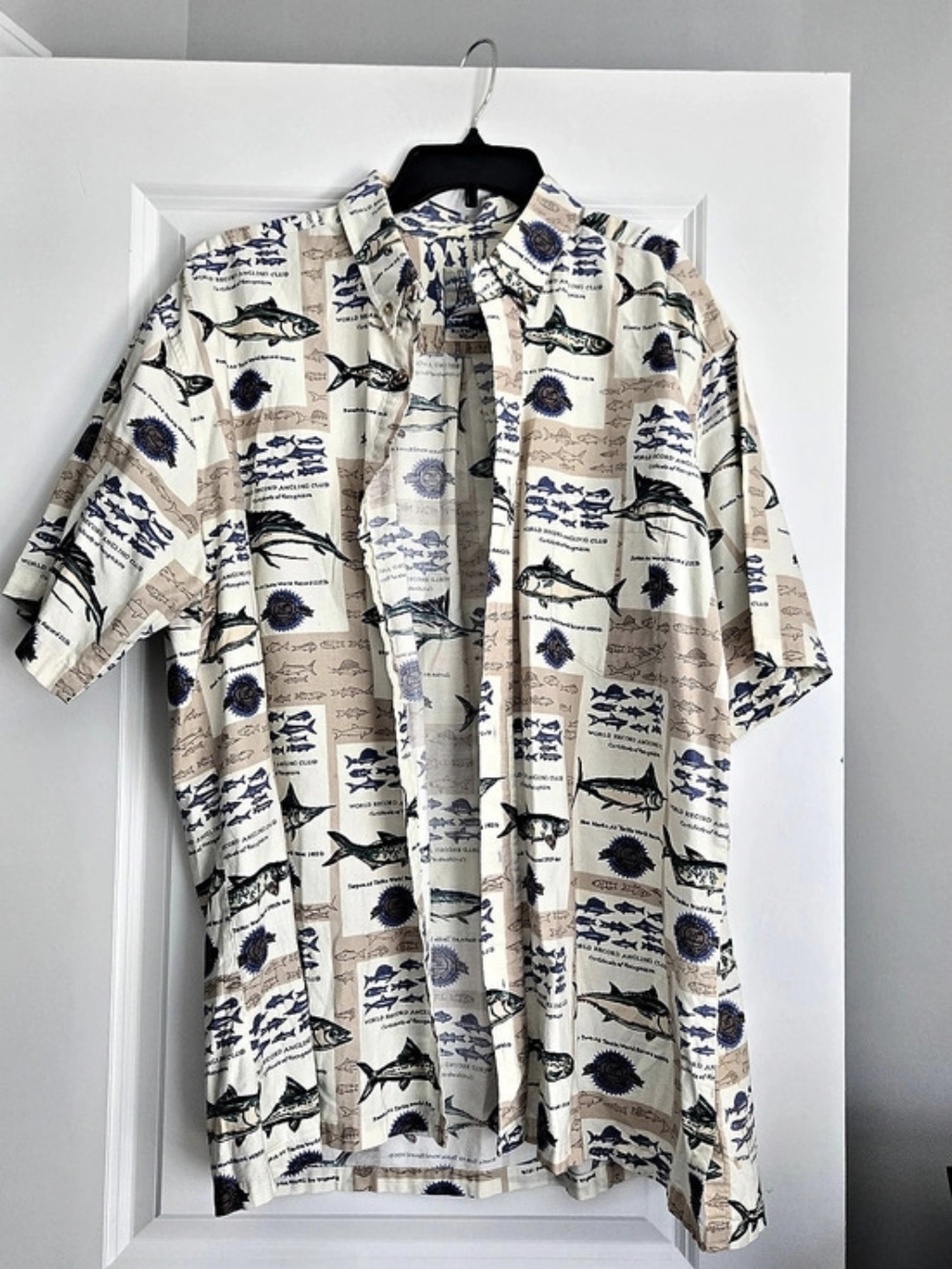 Bluewater Wear short sleeve button-down shirt Fish Print Cotton Shirt 2XL Like